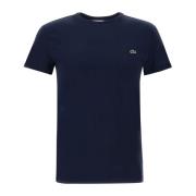 Lacoste Blå Pima Bomull T-shirt med Krokodil Logotyp Blue, Herr