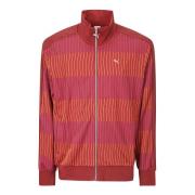 PUMA Randig sweatshirt med frontlogo Red, Herr