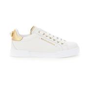 Dolce & Gabbana Pärldekorerade Portofino lädersneakers White, Dam