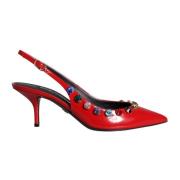 Dolce & Gabbana Röda Kristall Slingback Klackar Red, Dam