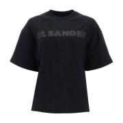 Jil Sander Oversized Logo T-shirt Black, Dam