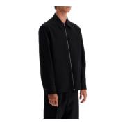 Jil Sander Minimalistisk Zippered Overshirt Black, Herr