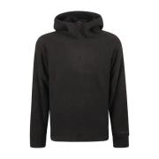 C.p. Company Svart Fleece Hoodie med Gummi Logo Black, Herr