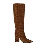 Sergio Rossi Bruna Ankelboots Leopardmönstrat Läder Brown, Dam