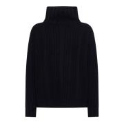 Max Mara Navy Blue Mock Neck Sweater Blue, Dam