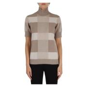 Emporio Armani Rutig Ull Cashmere Turtleneck Tröja Beige, Dam