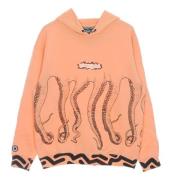 Octopus Tentakler Logo Hoodie Lättvikts Sweatshirt Orange, Herr