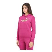 Puma Glitter Logo Hoodie Sweater Pink, Dam