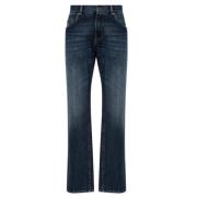 Dolce & Gabbana Indigo Blå Straight-Leg Denim Jeans Blue, Herr