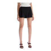 Alexander Wang Veckade ullshorts med märkt band Black, Dam