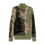 Dondup Intarsia Stickad Mock Neck Sweater Multicolor, Herr