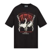 Versace Jeans Couture T-shirt med tryck och skimrande paljetter Black,...