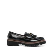 Coccinelle Svarta läderloafers med tofsdetalj Black, Dam