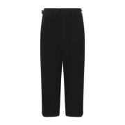 Yohji Yamamoto Svarta ull gabardine plisserade byxor Black, Dam