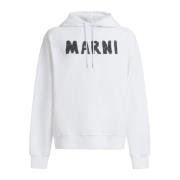 Marni Vit Hoodie Casual Streetwear Mode White, Herr