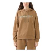 Ermanno Scervino Paljett Logo Hoodie i Gianduia Brown, Dam