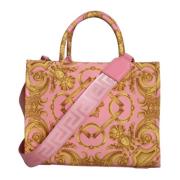 Versace Barockläder Toteväska Rosa Gul Pink, Dam