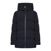 Jil Sander Svart Quiltad Dunjacka med Huva Black, Dam