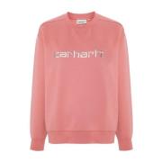 Carhartt Wip Rosa Tröja Jersey Broderad Logotyp Pink, Dam