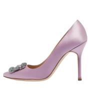 Manolo Blahnik Pre-owned Pre-owned Satin klackskor Purple, Dam