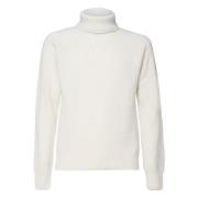 K-Way Chunky Wool Turtleneck Sweater i Vit White, Herr