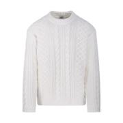 C.p. Company Vit Gaze Crew Neck Sweater White, Herr