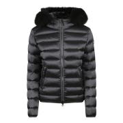 Colmar Tung Nylon Pufferjacka med Faux Fur Hood Black, Dam