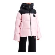 Off White Färgblock Quiltad Dunjacka Pink, Dam