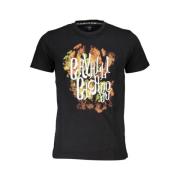 Cavalli Class Svart Bomull T-shirt med Tryck Logo Black, Herr