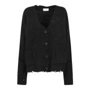 Laneus Stilfull Stickad Cardigan Sweater Black, Dam