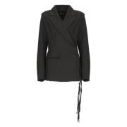 Andrea Ya’aqov Svart ullblazer med peak-revers Black, Dam