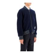 Thom Browne Ull Fleece Bomberjacka Blue, Herr