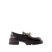 Versace Svarta Läder Slip-On Platta Skor Black, Dam