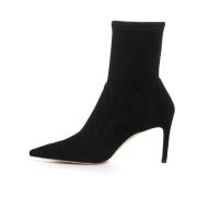 Stuart Weitzman Svarta Mocka Ankelboots Elegant Stil Black, Dam