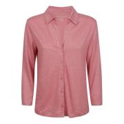 Majestic Filatures Rosa Linne Elastan T-shirts Polos Pink, Dam