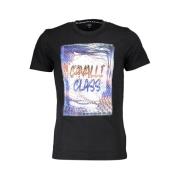 Cavalli Class Svart Bomull T-shirt med Print Logo Black, Herr