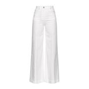 Pinko Vita Bomullsblandade Wide Leg Byxor White, Dam