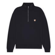 Maison Kitsuné Fox Head Patch Zip Sweatshirt Black, Herr