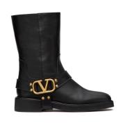 Valentino Garavani Svarta VLogo Signature Square Toe Stövlar Black, Da...