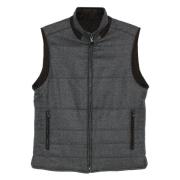 Corneliani Ull Twill Reversible Gilet med Fickor Gray, Herr