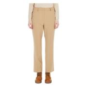 Max Mara Weekend Beige Straight Leg Trousers Beige, Dam