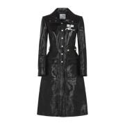 Courrèges Svart Vinyl Trench Coat Black, Dam