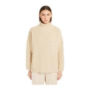 Max Mara Weekend Patchwork Polo-hals Ulltröja Beige, Dam