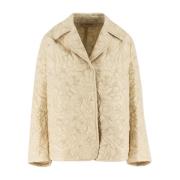 Ermanno Scervino Blommig Quiltad Asymmetrisk Jacka Beige, Dam