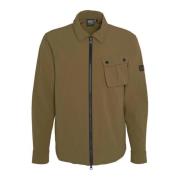 Barbour Flex Military Olive Overshirt Brown, Herr