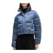 Calvin Klein Blanket Cropped Puffer Jacka Blå Blue, Dam