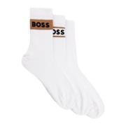 Hugo Boss Korta Räfflade Ankelsockor 3-Pack White, Herr