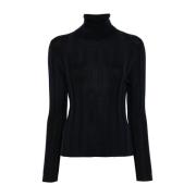 Allude Midnatt Blå Ull Turtleneck Tröja Black, Dam