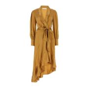 Zimmermann Elegant Ochre Silk Dress Yellow, Dam