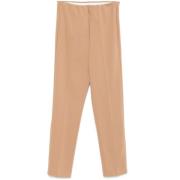 Le Tricot Perugia Karamellbruna Stretch Pressveckade Byxor Brown, Dam